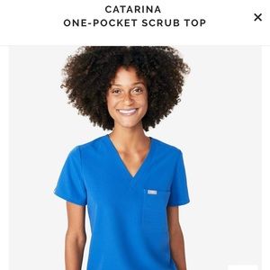 FIGS Catarina one-pocket scrub top XXS royal blue